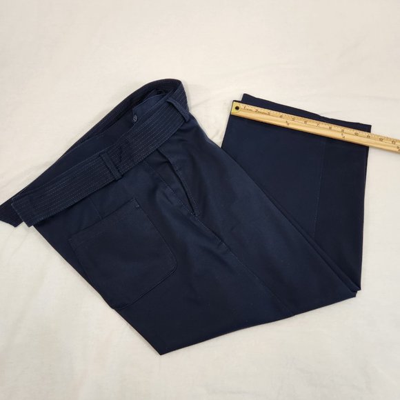 BANANA REPUBLIC Trendy Navy Wide Leg Crop Preppy Belted Pants Size 12 New NO Tag - Picture 16 of 16